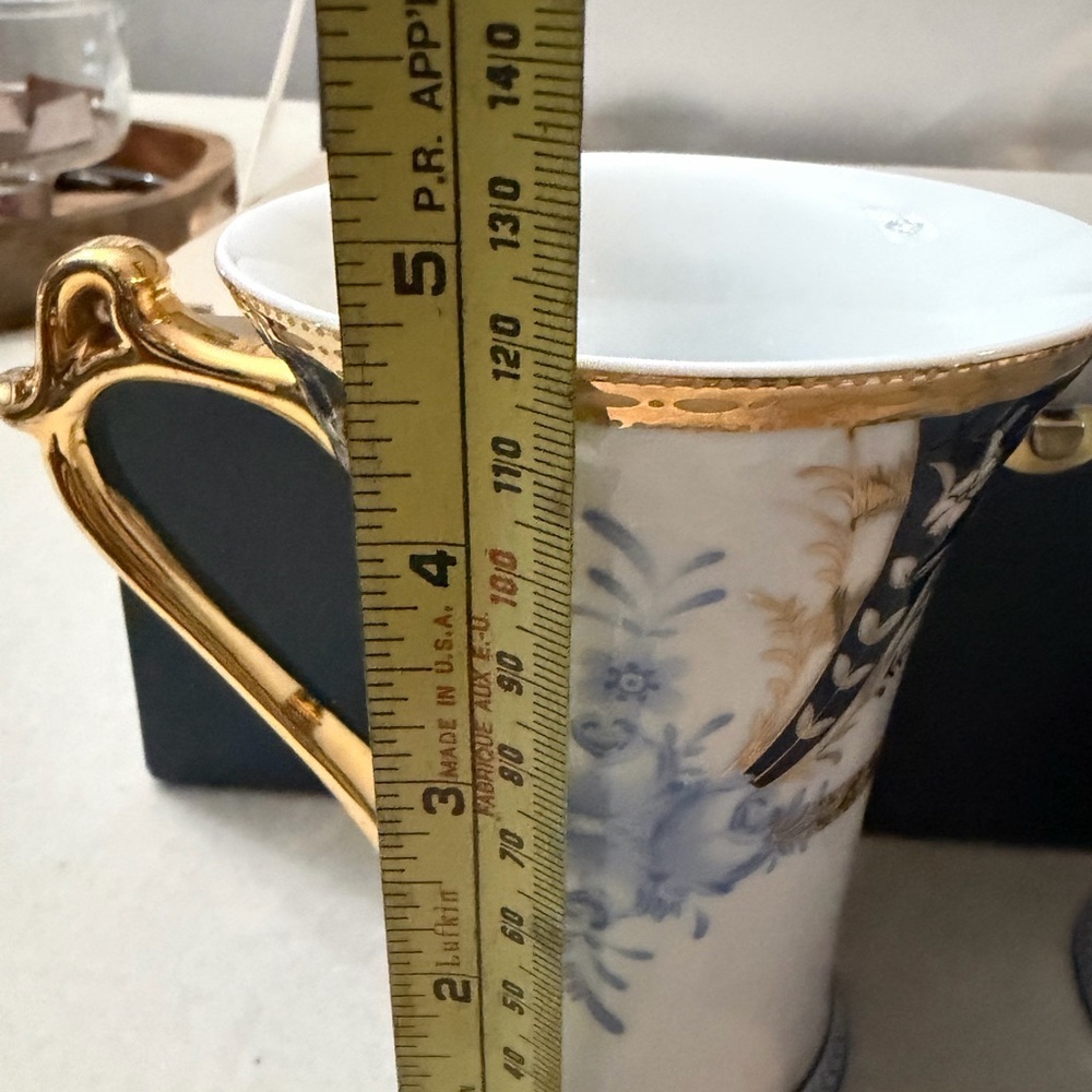 Sorelle Gold and Blue Porcelain Mugs - Picture 8 of 11